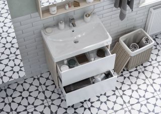 Тумба под раковину Акватон Сканди 70см белый/дуб верона 1A251801SDB20